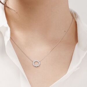 Authentic Tiffany & Co. Open Circle Diamond Platinum Pendant